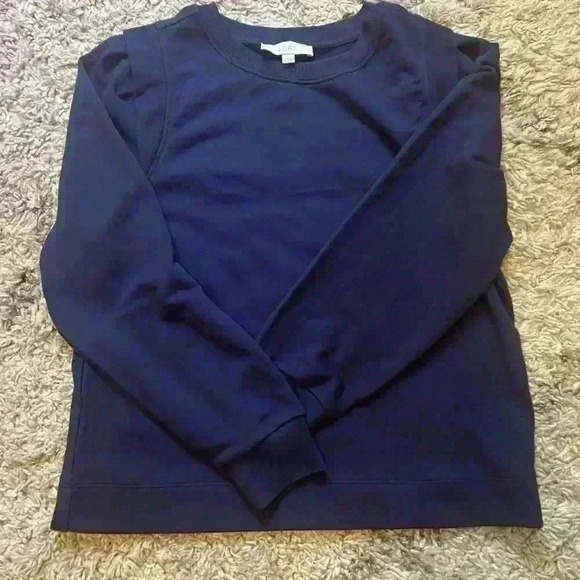 LOFT size large unique sweat shirt in dark blue color. Love the shoulders (C118) - Picture 5 of 10